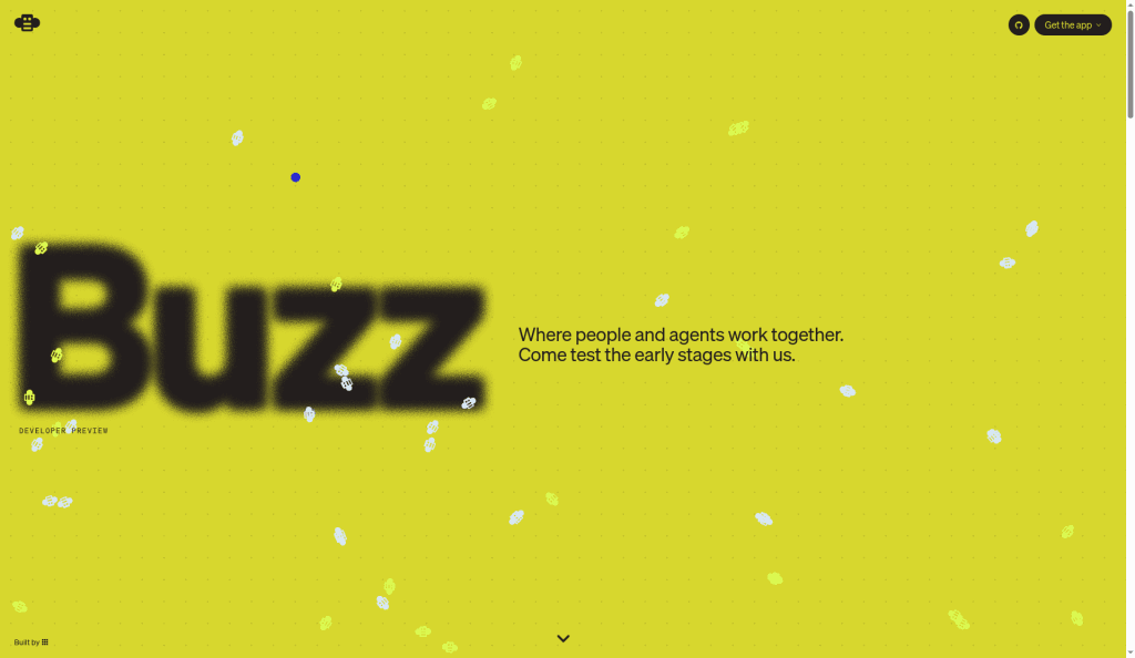 Buzz (Block) developer preview hero: “Where people and agents work together”